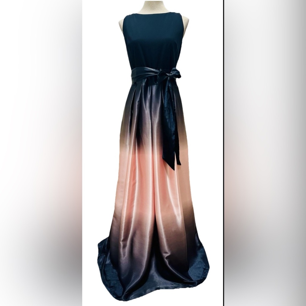 SLNY Satin Ombré Full Length Formal Gown 12 Tulle Layers VBack Sleeveless Prom